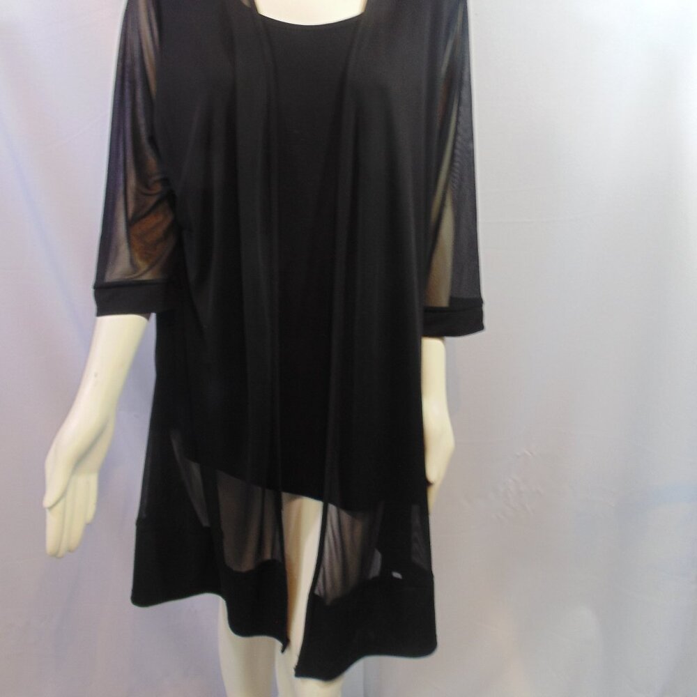 Adele & May Black Womens Top 2XL With Attached Sheer Cardigan